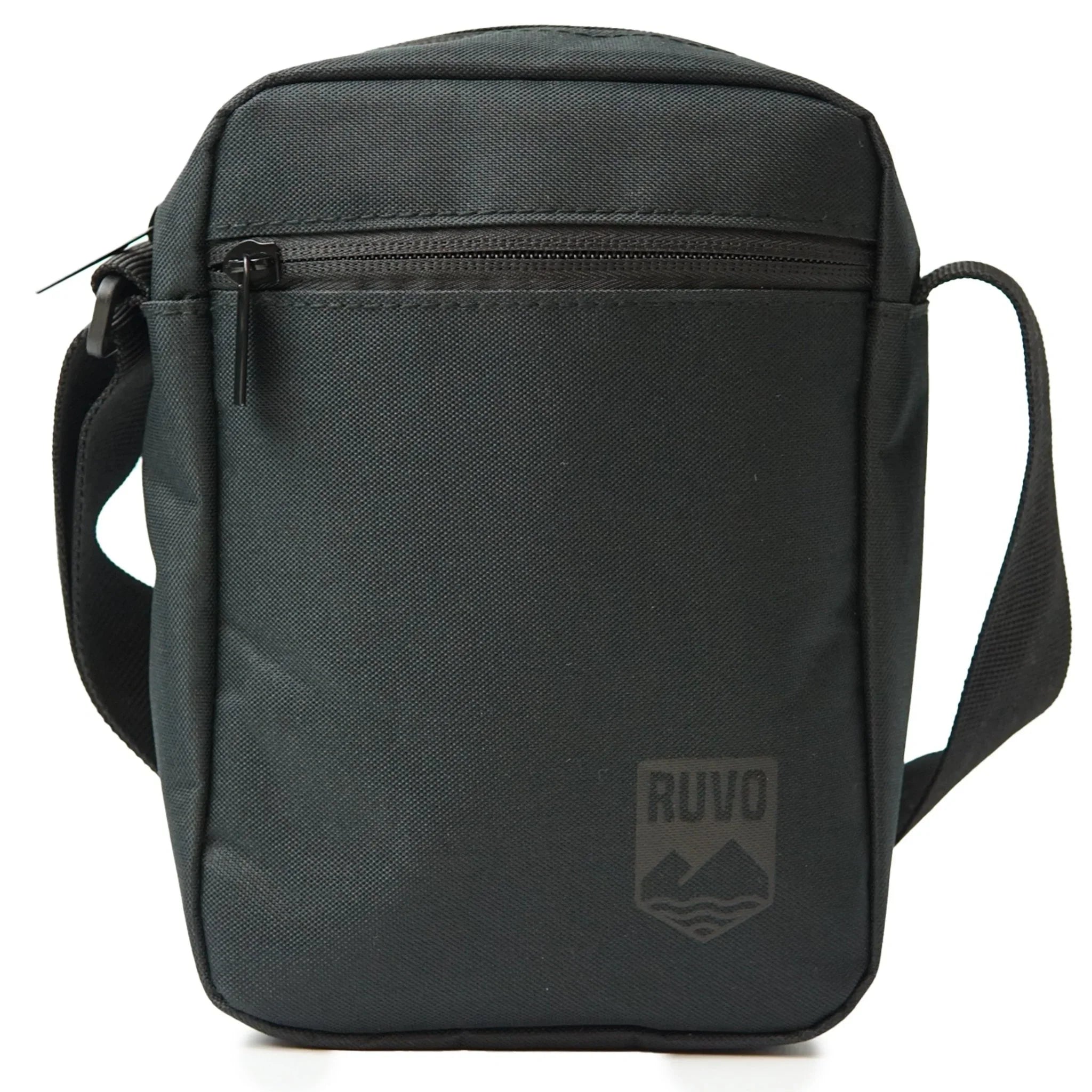 Schwarze Sling-Bag Umhängetasche mit Frontreißverschluss, kompakt und wasserabweisend