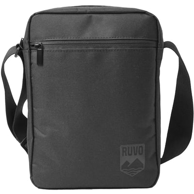 Schwarze Schultertasche aus Stoff mit Reißverschluss und verstellbarem Trageriemen