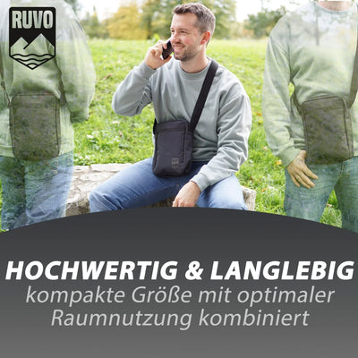 Schwarze Schultertasche für Herren, kompakt, wetterfest, ideal für Alltag und Outdoor